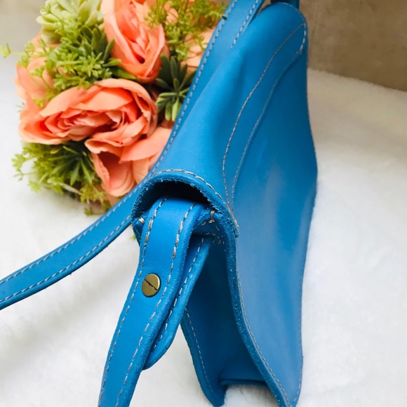 Fossil Blue Cowhide Leather Top Flap Handbag - Picture 8 of 8